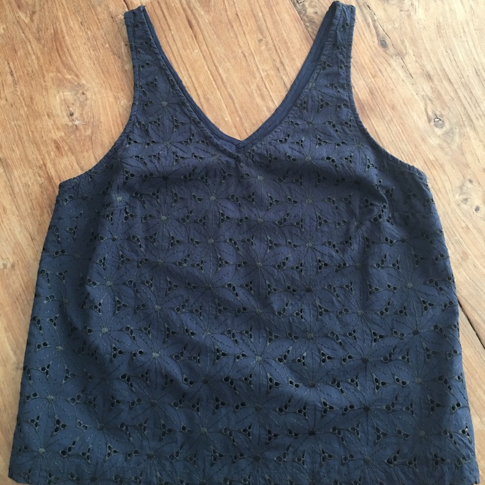 Andeway Navy Blue Lined Tank Top Sz S
